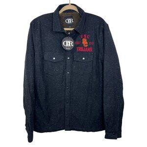 New Darius Rucker Gray USC Trojans Sherpa-Lined Full-Snap Shacket Men's Small